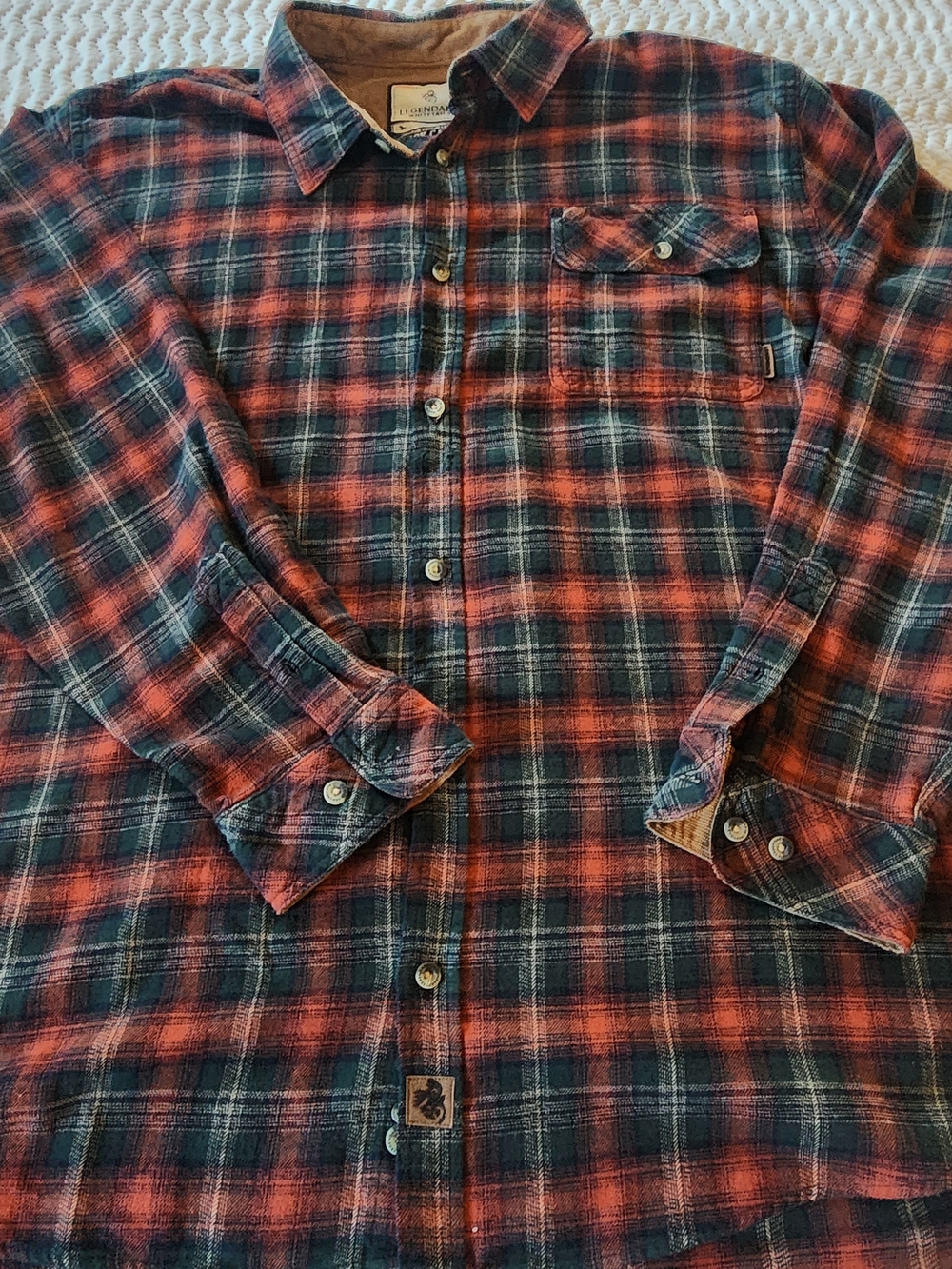 Legendary Whitetails Red and Navy Plaid Button-Down Shirt Size XXL